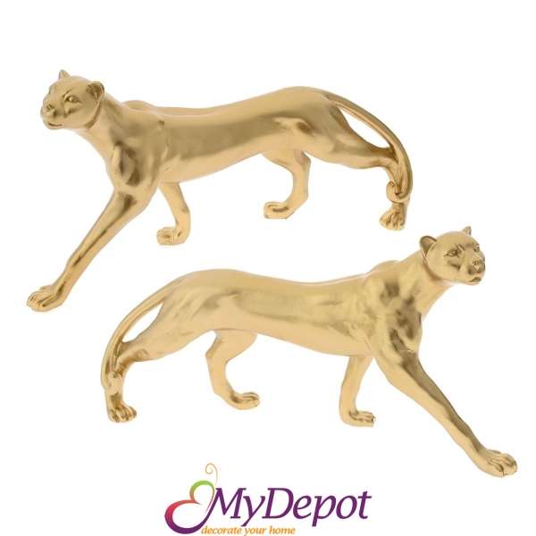 Златен поли леопард, 2 модела, 36,5х9х18 см