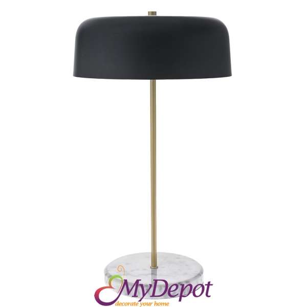 Нощна лампа с метална основа и черен абажур,  Ф 30х50 см
