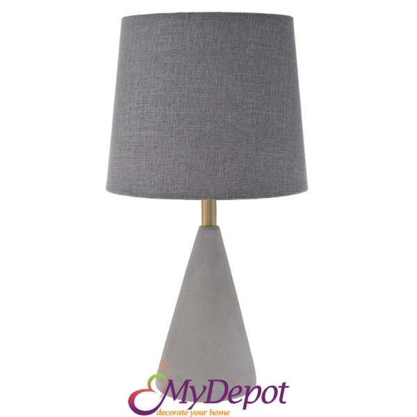 Нощна лампа с керамична основа и кремав абажур, Ф 25х45 см