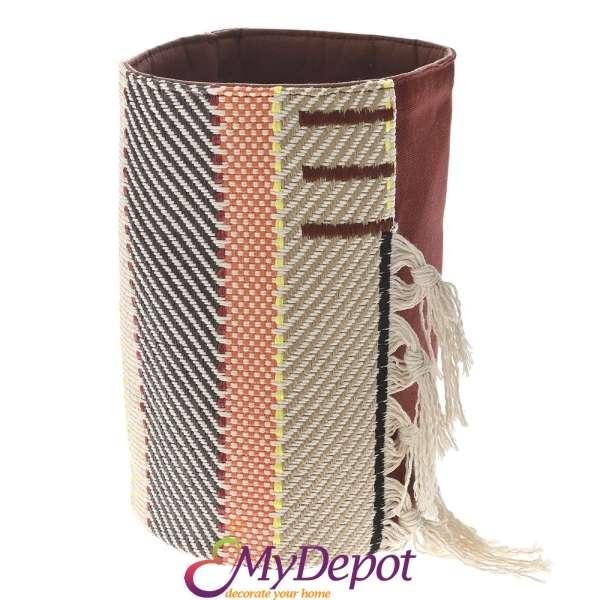 Текстилен кош в керемидено червена гама, Ф 17х21 см