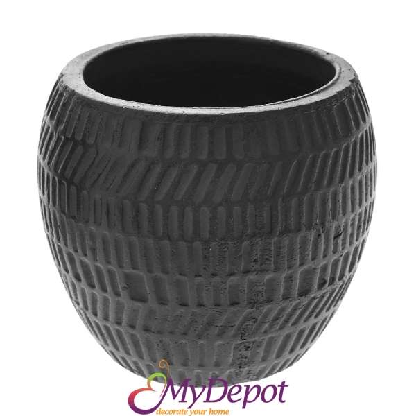 Керамична черна кашпа, 13х13х11,5 см