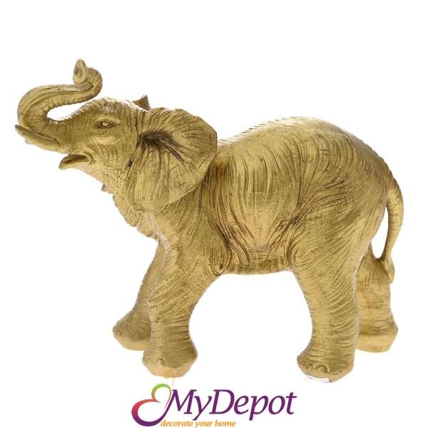 Златен поли слон, 31х11х26 см