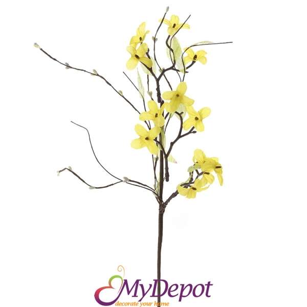 Стрък изкуствено пролетно жълто цвете, 46 см