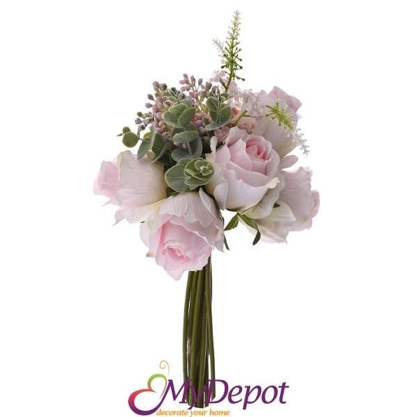 Букет от изкуствени розови рози, 26 см