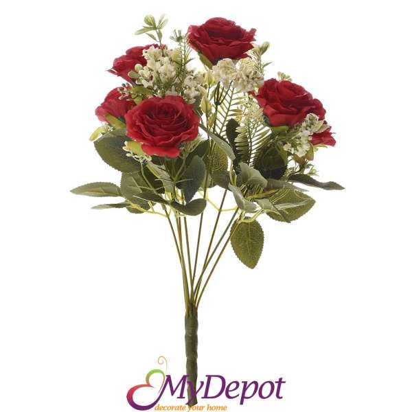 Букет от изкуствени червени рози, 40 см