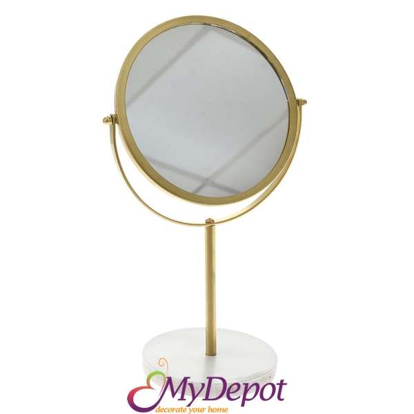 Настолно огледало със златна метална рамка, 21х13х35 см