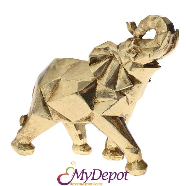 Поли статуетка златен Слон. Размер: 23,5х9х20,8см