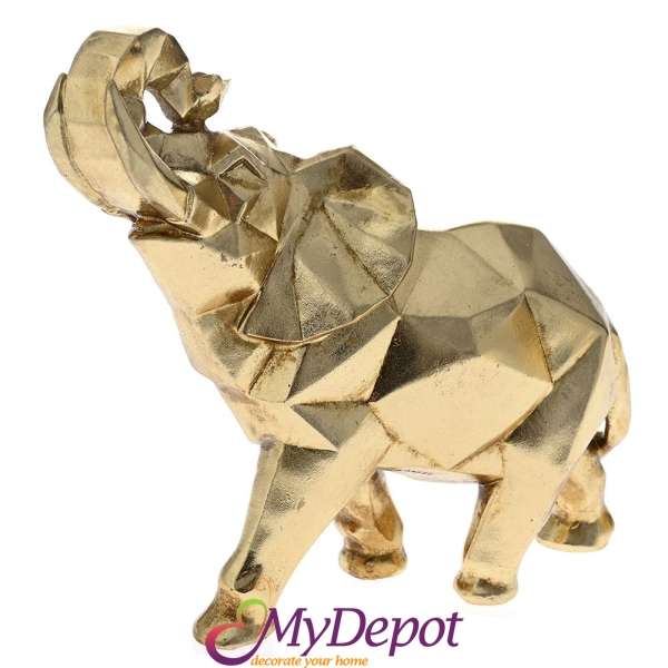 Поли статуетка златен Слон. Размер: 28,5х12х25см