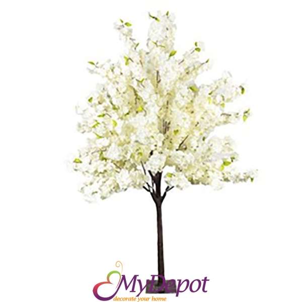 Изкуствено дърво с кремави пролетни цветчета, 180 см