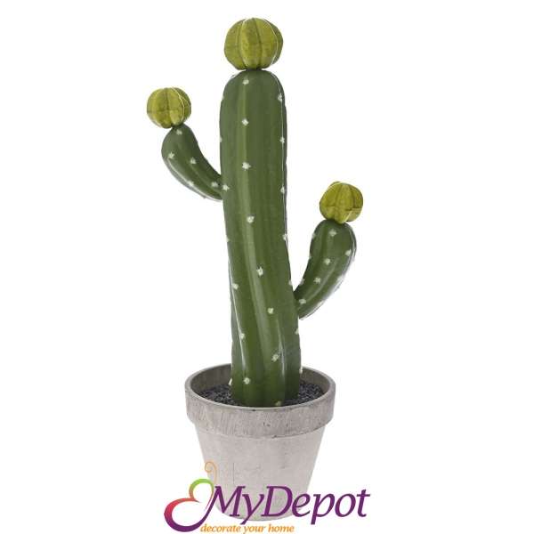 Изкуствен кактус в керамична саксия, 44 см