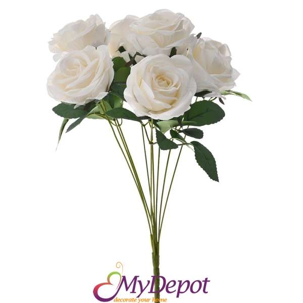 Букет от изкуствени бели рози, 44 см