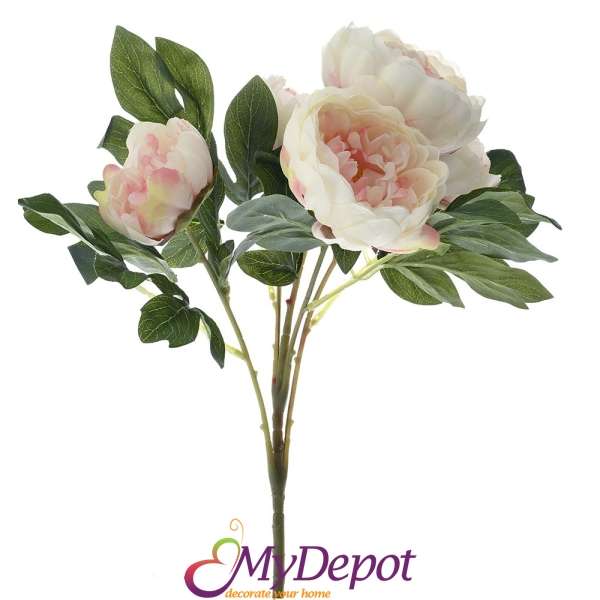 Букет изкуствен розов божур, 46 см