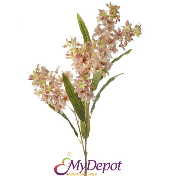 Стрък изкуствена беж ситна орхидея, 90 см