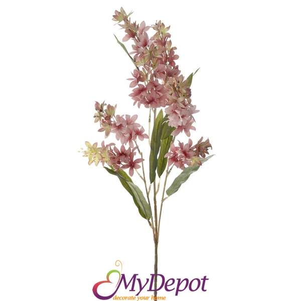 Стрък изкуствена розова ситна орхидея, 90 см