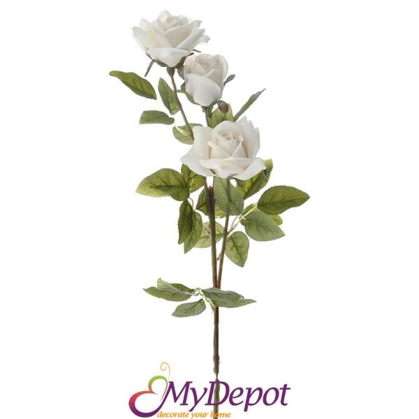 Стрък изкуствени бели рози, 86 см