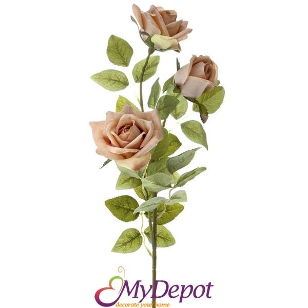 Стрък изкуствени розови рози, 86 см
