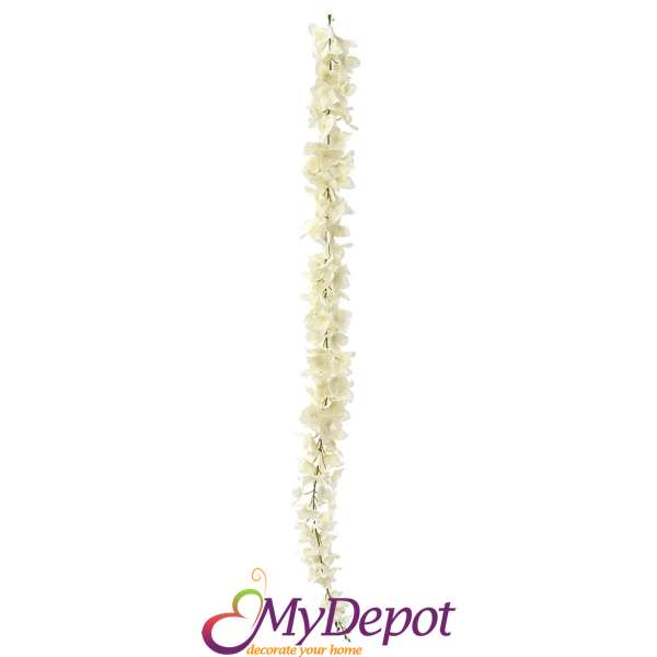 Гирлянд от изкуствени цветчета бяла хортензия, 120 см