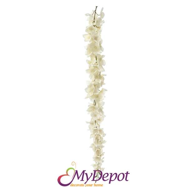 Гирлянд от изкуствени цветчета бяла хортензия, 76 см