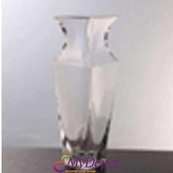 Стъклена ваза от изчистено стъкло, 7х7х20 см