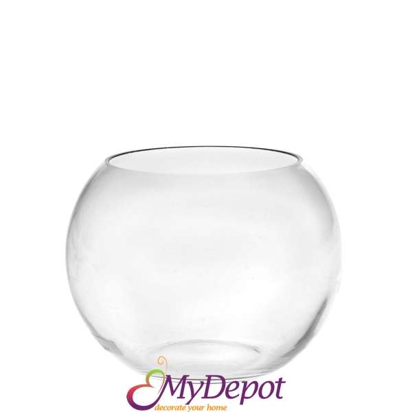 Стъклена ваза аквариум от изчистено стъкло, 13х18 см