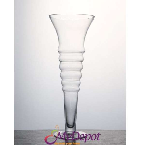 Стъклена ваза от изчистено стъкло, 18х46 см