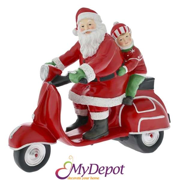 Поли фигура - Дядо Коледа на скутер, 30х12х24 см