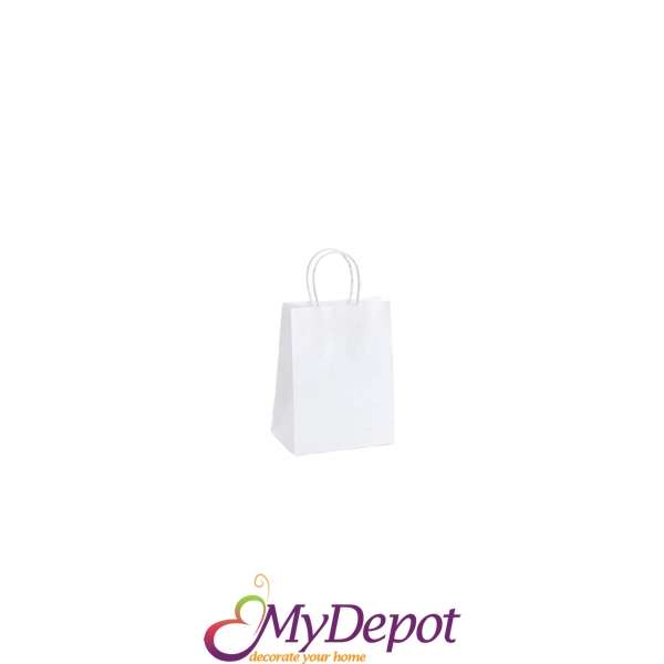 Крафт подаръчна торбичка, бяла, 15х21х8 см