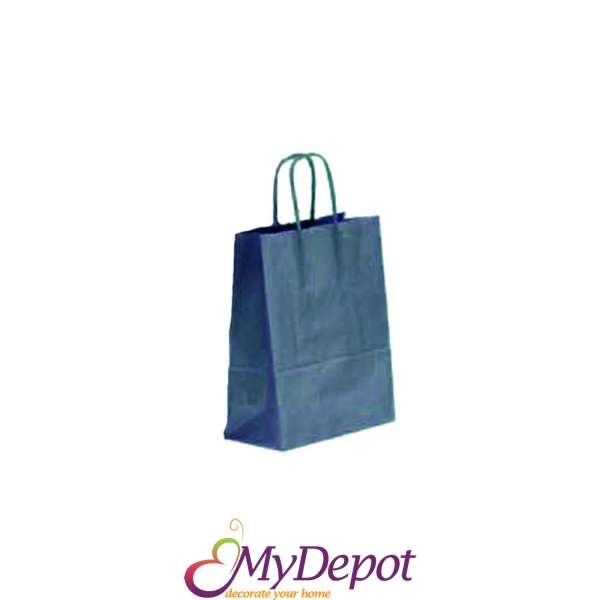 Крафт подаръчна торбичка, синя ,25х33х12 см