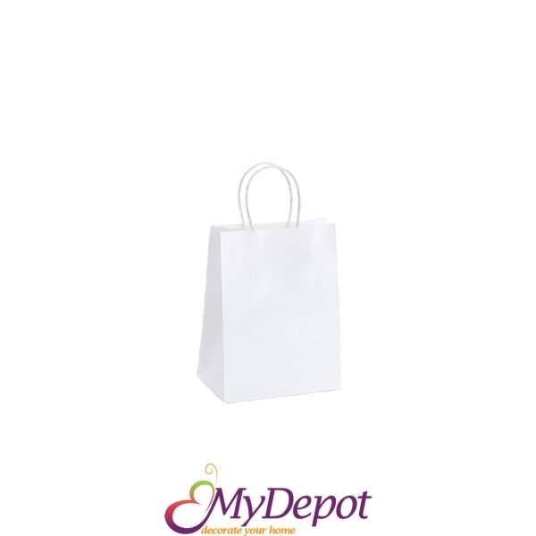 Крафт подаръчна торбичка,бяла ,25х33х12 см