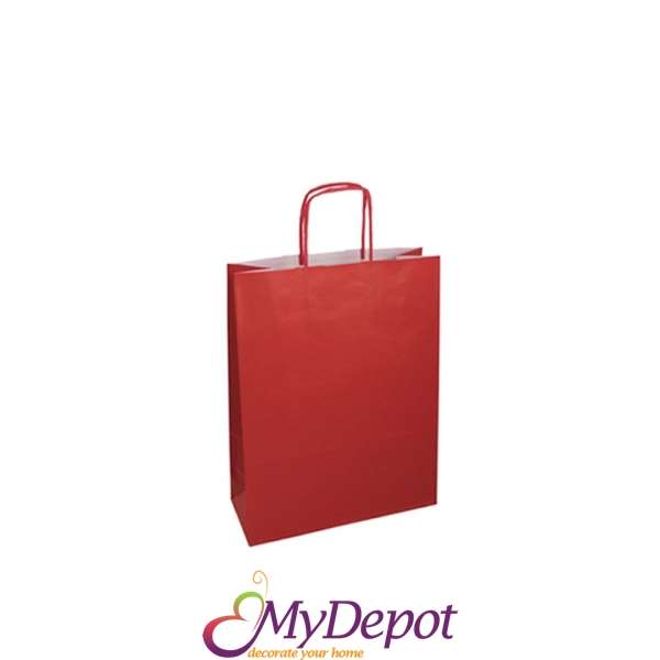 Крафт подаръчна торбичка, червена, 30х42х12 см