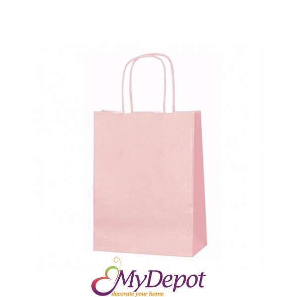 Крафт подаръчна торбичка, розова, 30х42х12 см