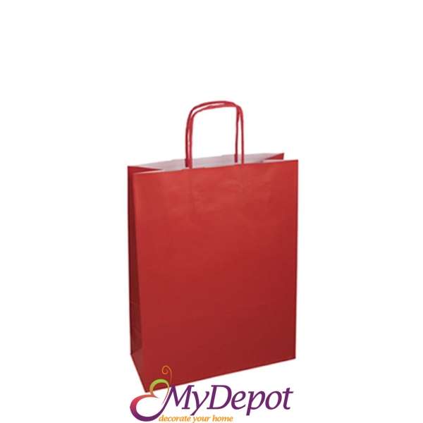 Подаръчна крафт торбичка, червена, 40х55х15см