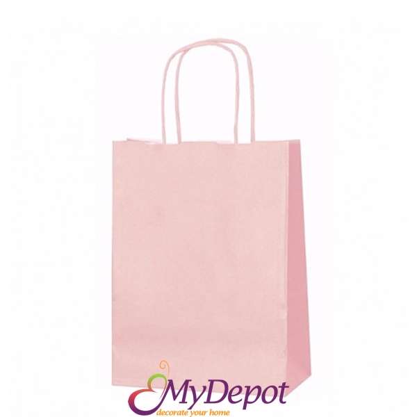Подаръчна крафт торбичка, розова, 40х55х15см