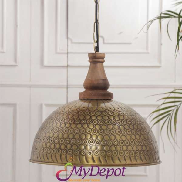 Висяща лампа от месинг в индустриален стил, 42х39 см