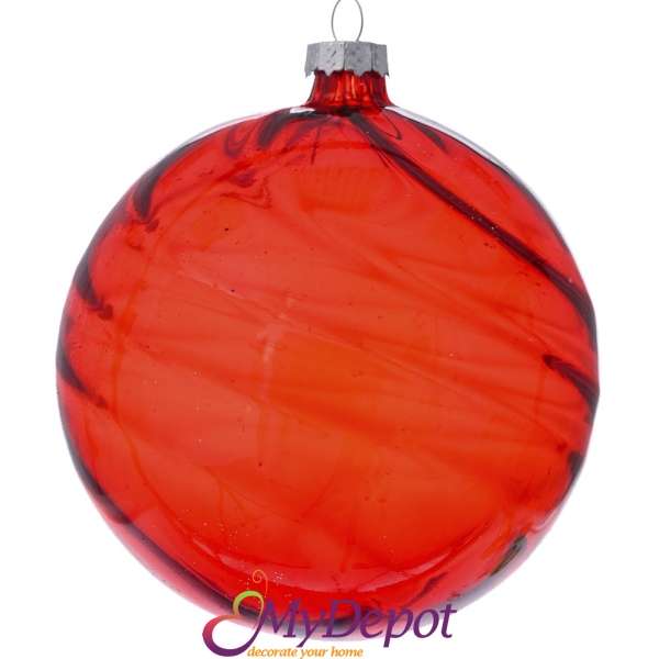 Комплект 6 бр. стъклени червени топки, 8 см