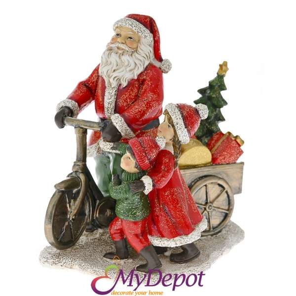 Поли фигура - Дядо Коледа с колело, 15х11х15 см