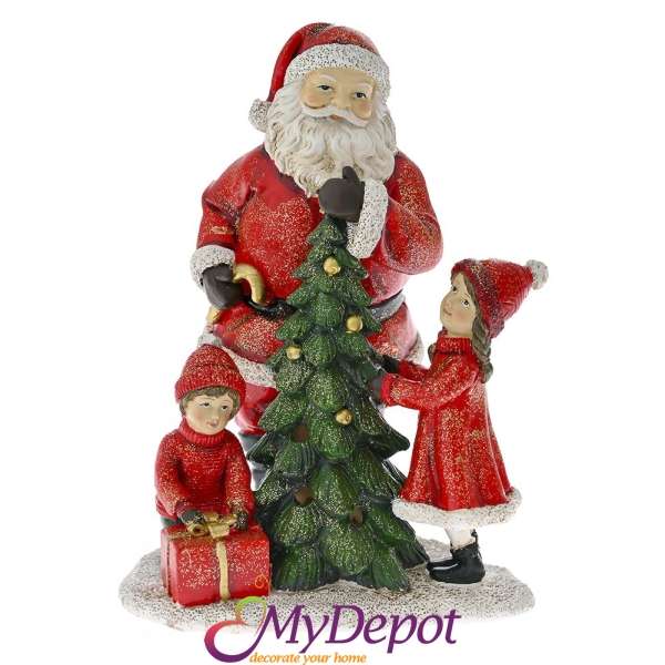 Поли фигура - Дядо Коледа с деца, 14,5х13х19,5 см