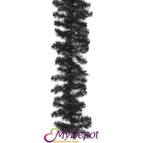 Елхови черен гирлянд със 180 PVC връхчета, 270 см