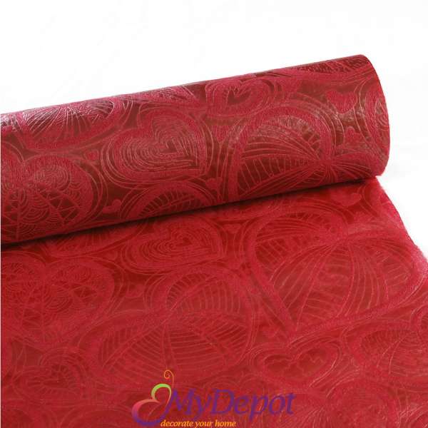 Опаковъчна ролка от еко текстил с 3D щампа- роза, бордо, 60х18 метра