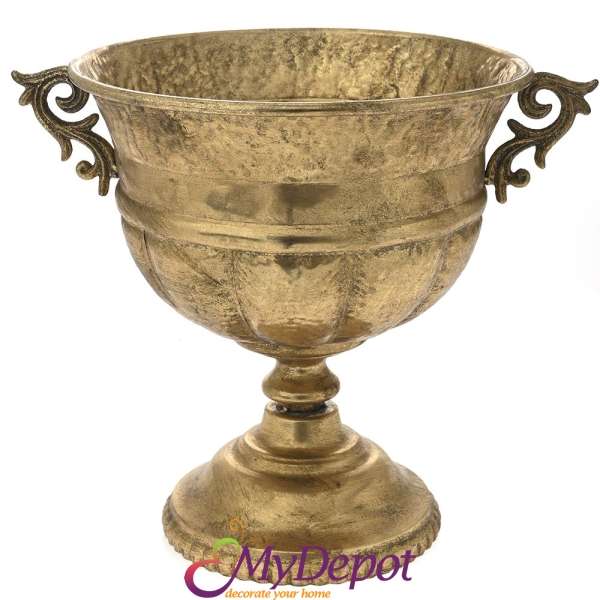 Златна метална ваза Бокал, 48х48х41,5 см