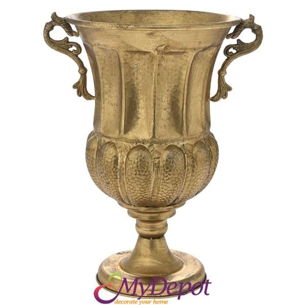 Златна метална ваза Бокал, 39х31,5х51 см