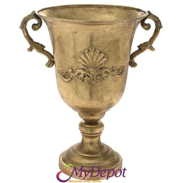 Златна метална ваза Бокал, 29х22,5х34,5 см