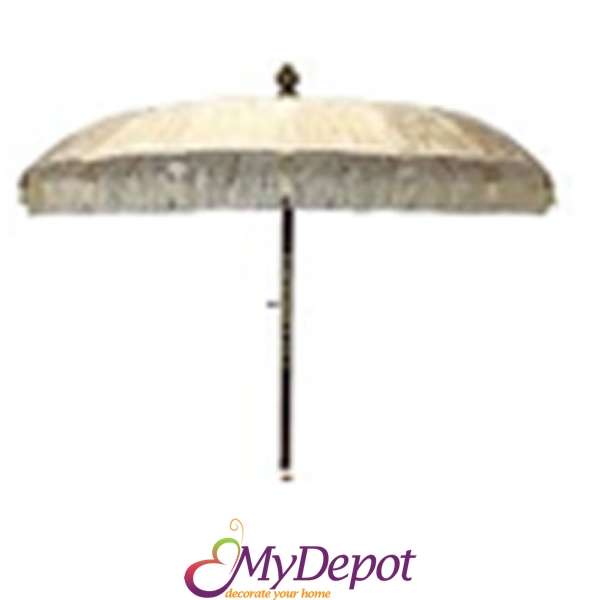 Чадър макраме BALI бяло-златен φ185см.