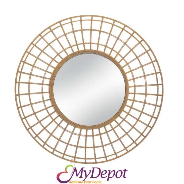 Кафяво метално кръгло огледало ф90 с дълбочина 7,5 см.