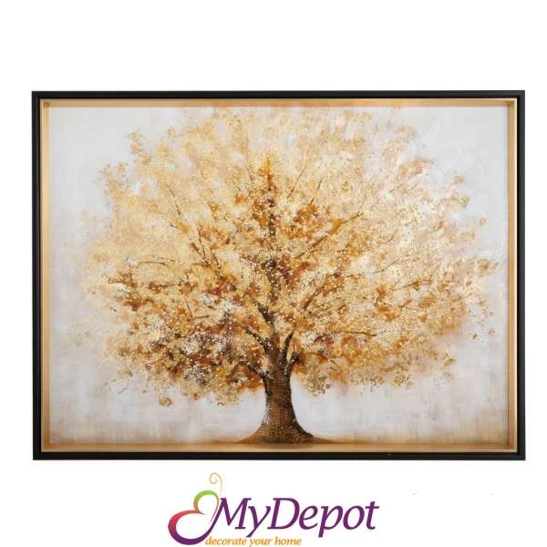 Картина със златно дърво в рамка 80х4х60см.