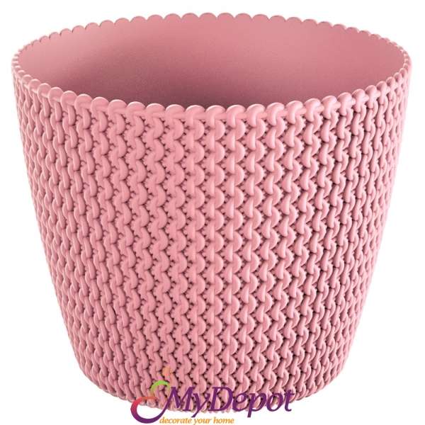 Кашпа SPLOFY плетка в цвят розово, Ф 13х11 см