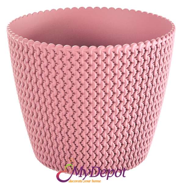 Кашпа SPLOFY плетка в цвят розово, Ф 22х18 см