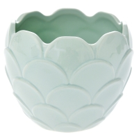 Керамична кашпа лъскава, мента, Ф13х11 см