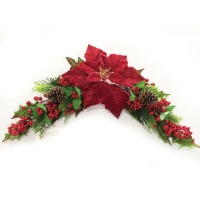 Полу венец с червена коледна звезда и топчета, 60 см Полу венец с червена коледна звезда и топчета, 60 см