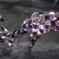 Елен двуцветен пие вода - размер H33/L50см, 48 бели LED /диодни/ лампички. Външна употреба Елен двуцветен пие вода - размер H33/L50см, 48 бели LED /диодни/ лампички. Външна употреба